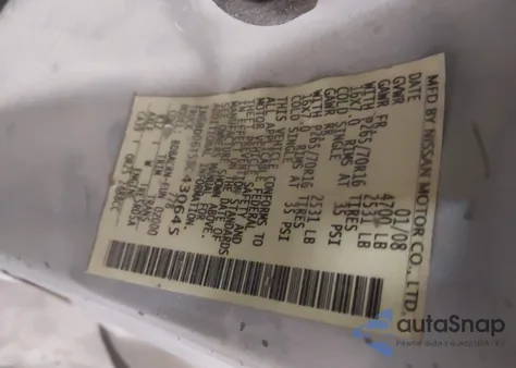 2008 Nissan Frontier Se-I4 z USA, uszkodzony, nr VIN 1N6BD06T58C430645